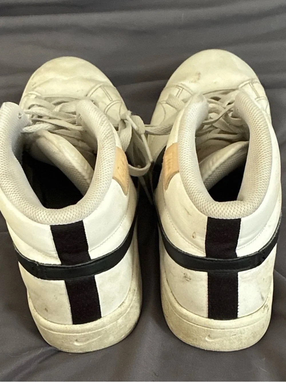 Nike Men’s Beige High-Top Sneakers with Black Swoosh